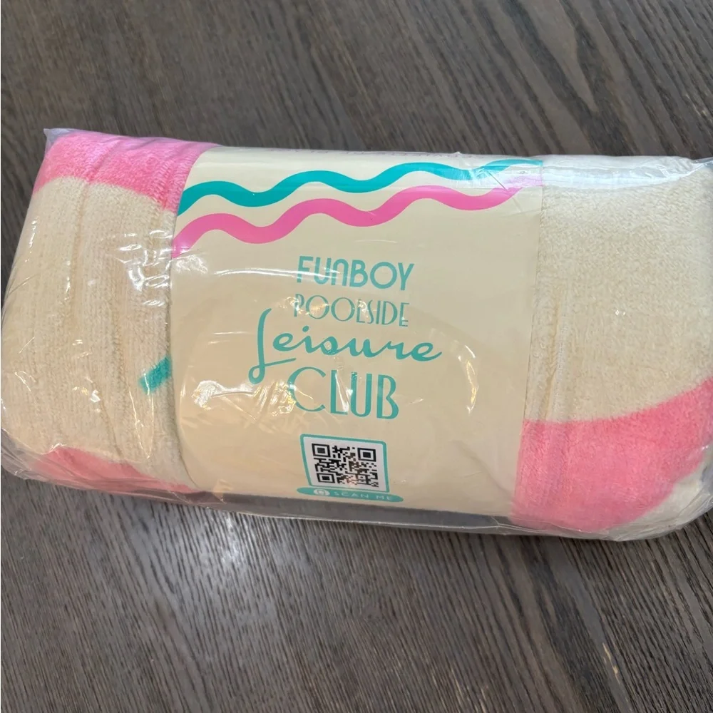 FUNBOY Pink and White Striped Towel.  New